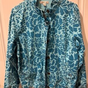 Coldwater Creek Blue Patterned Utility Jacket